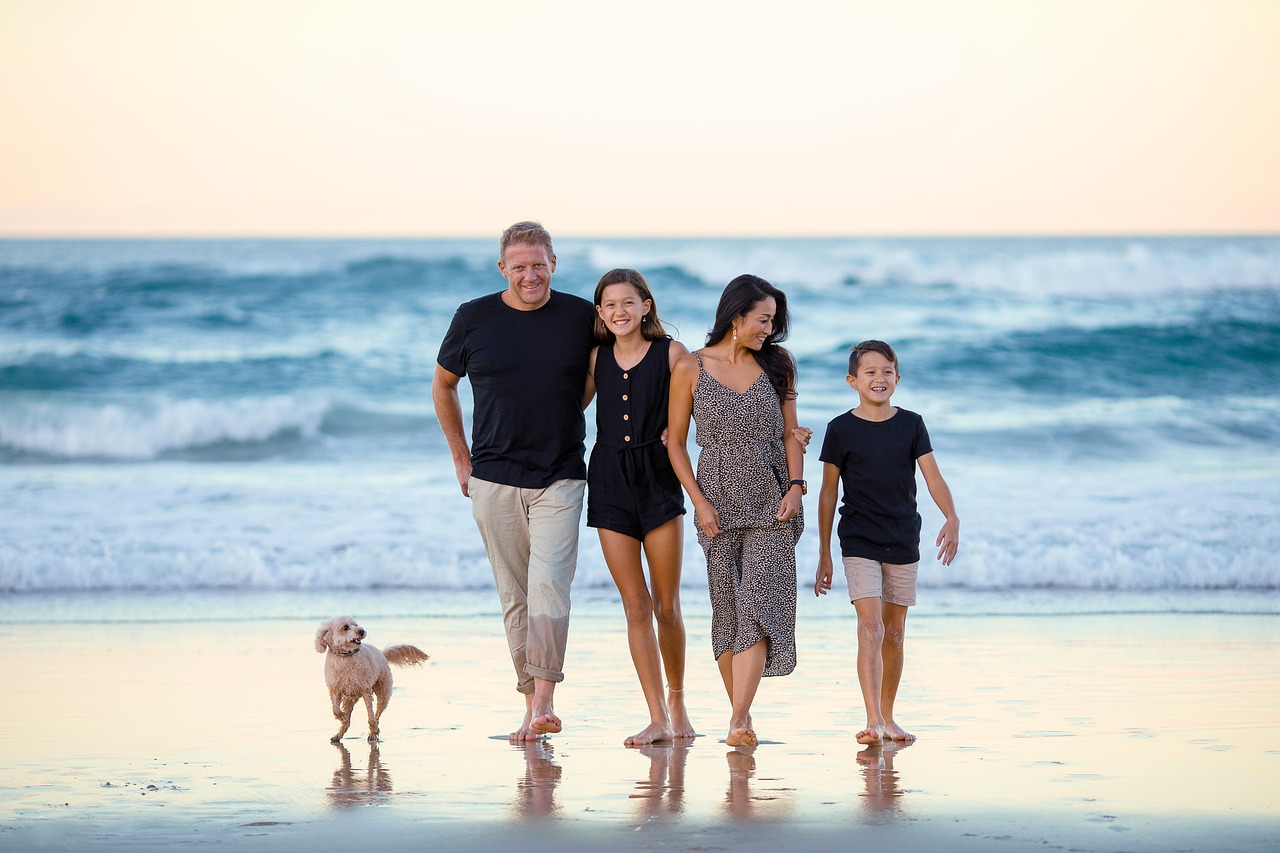family, beach, people, nature, ocean